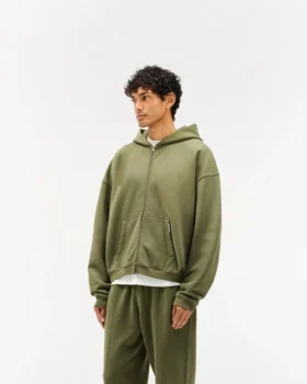 Initial Boxy Zip-Through-Hoodie