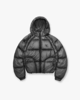 Transluzente Daunenjacke mit Kapuze